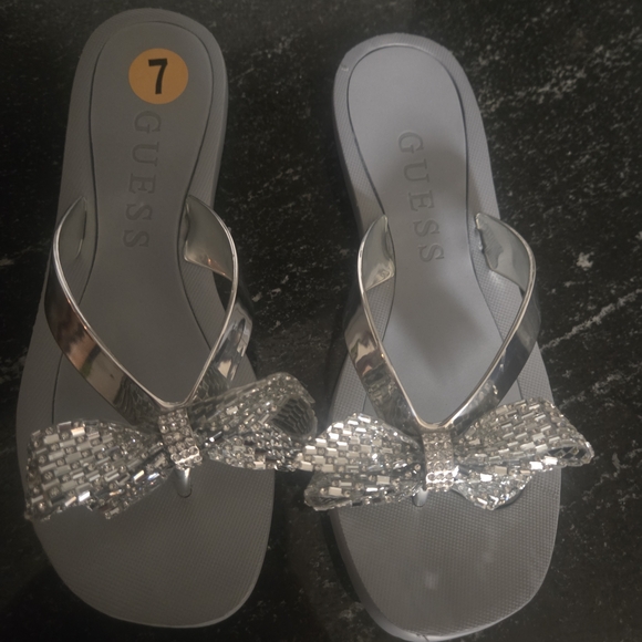 GUESS Silver Women's Sandals with Bow Accent - Picture 3 of 4